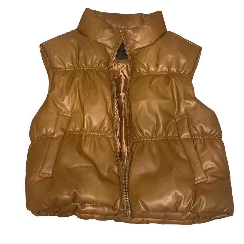 Camel faux leather vest size XL